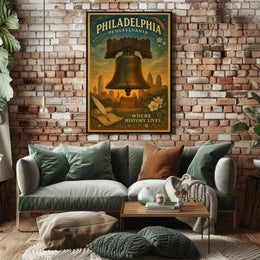 Liberty Bell Vintage Philadelphia Poster Art Print