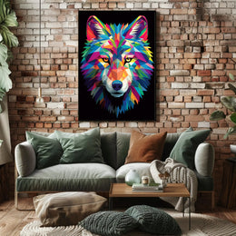 Vibrant Geometric Wolf Poster PosterGoat