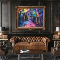Enchanted Forest Pathway: Mystical Impressionist Art Poster
