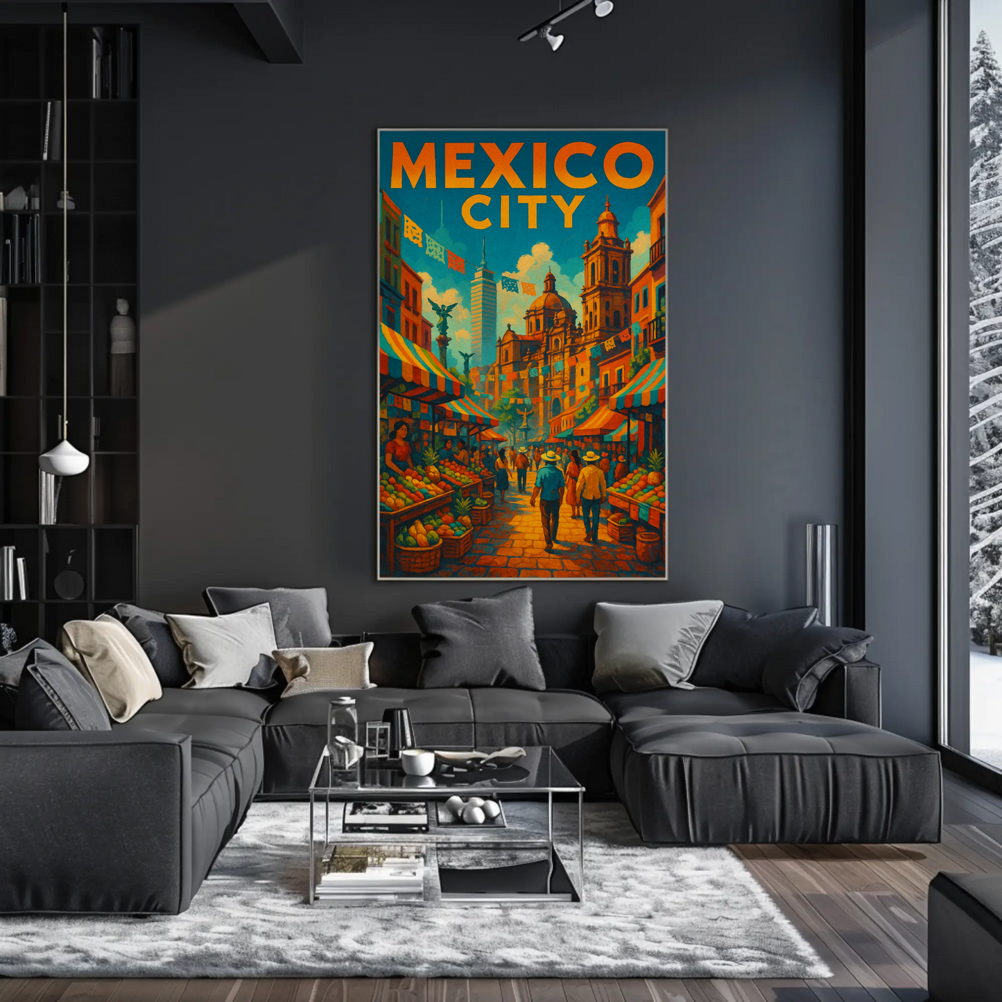 Mexico City Street Market Travel Poster
