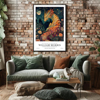 Artistic Dragon and Roses: 19th Century Heritage Poster