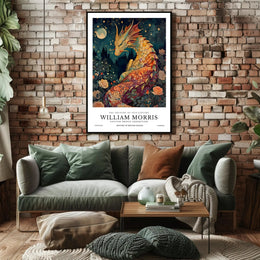 Artistic Dragon and Roses: 19th Century Heritage Poster