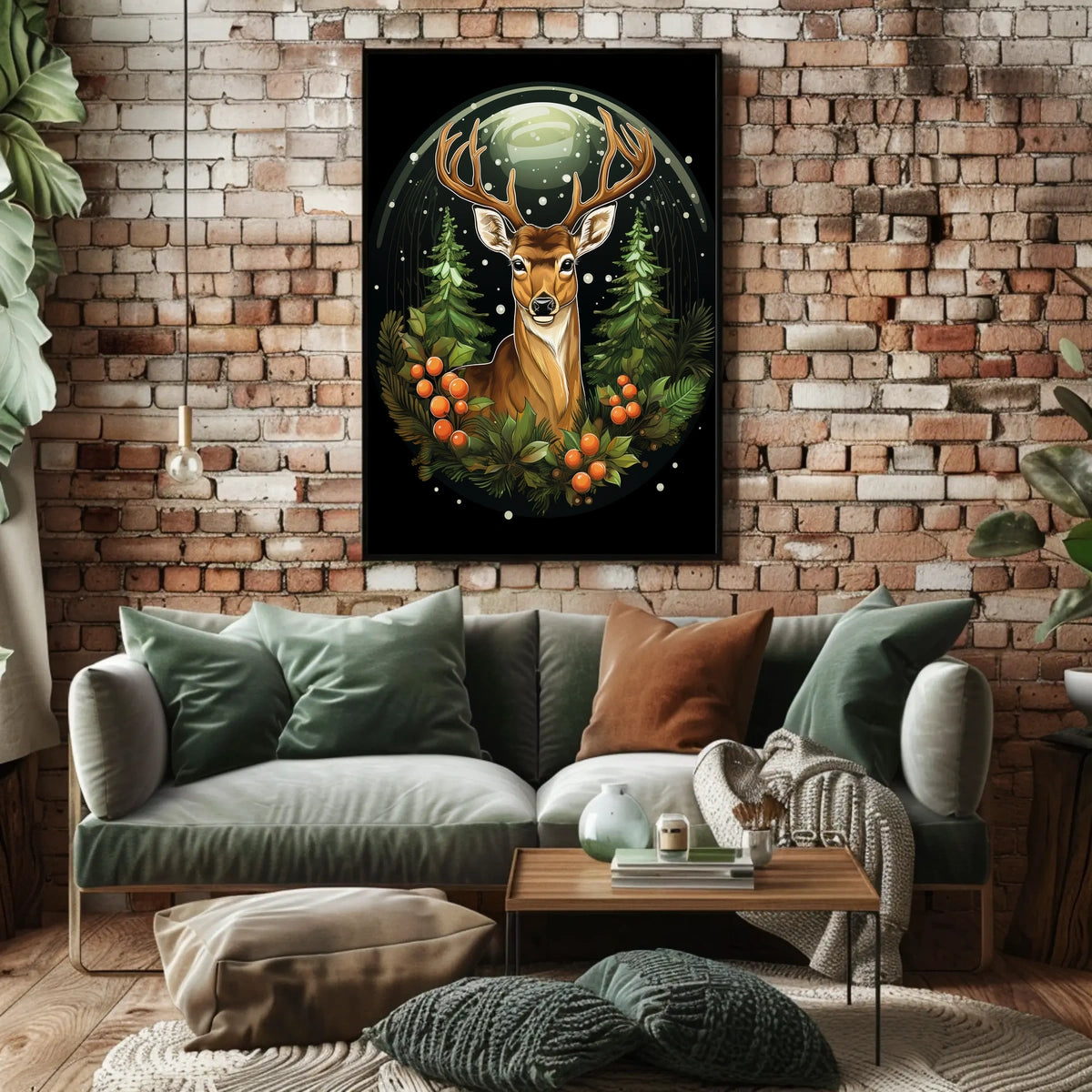 Majestic Deer In Winter Forest Poster