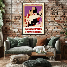 Pueblos Of The Southwest Travel Poster Vintage Print