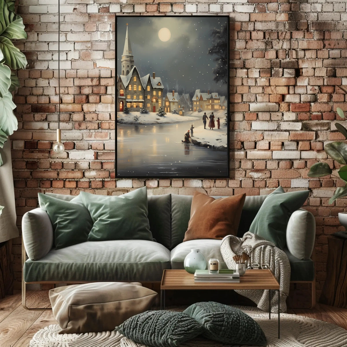 Winter Village Scene Poster