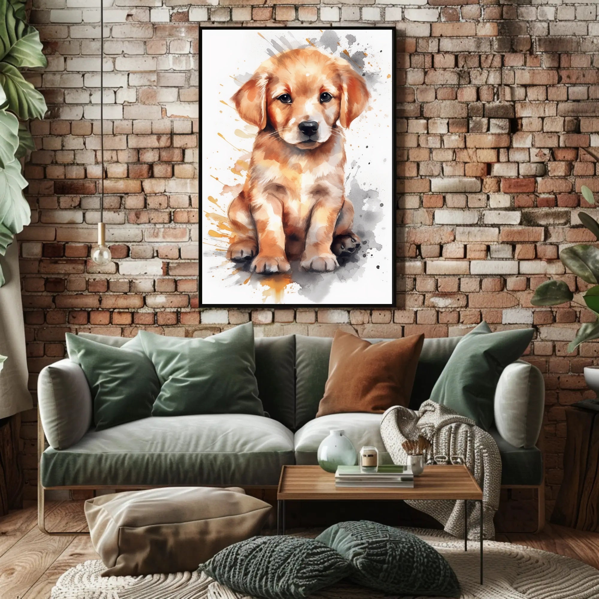 Puppy Portrait Watercolor Poster Wall Art