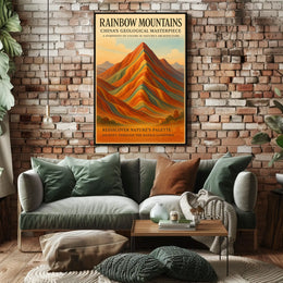 Rainbow Mountains ChinaS Geological Poster