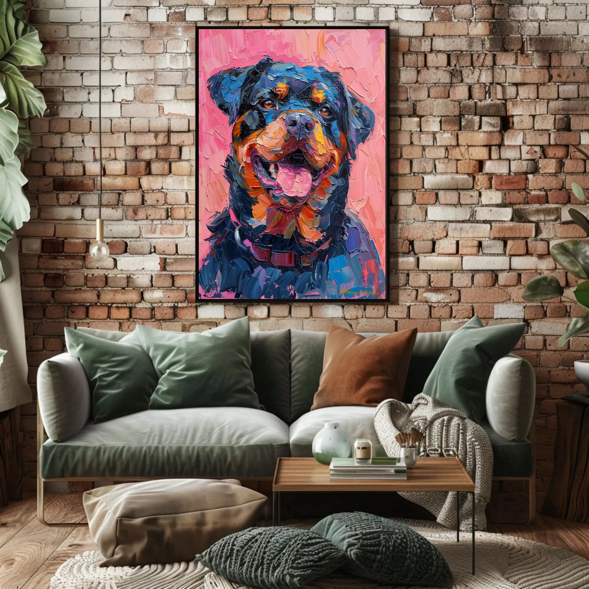 Rottweiler Impressionist Masterpiece: Vibrant Dog Breed Poster PosterGoat