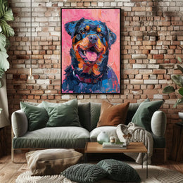 Rottweiler Impressionist Masterpiece: Vibrant Dog Breed Poster PosterGoat