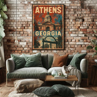 Athens Georgia Campus Town Vintage Poster
