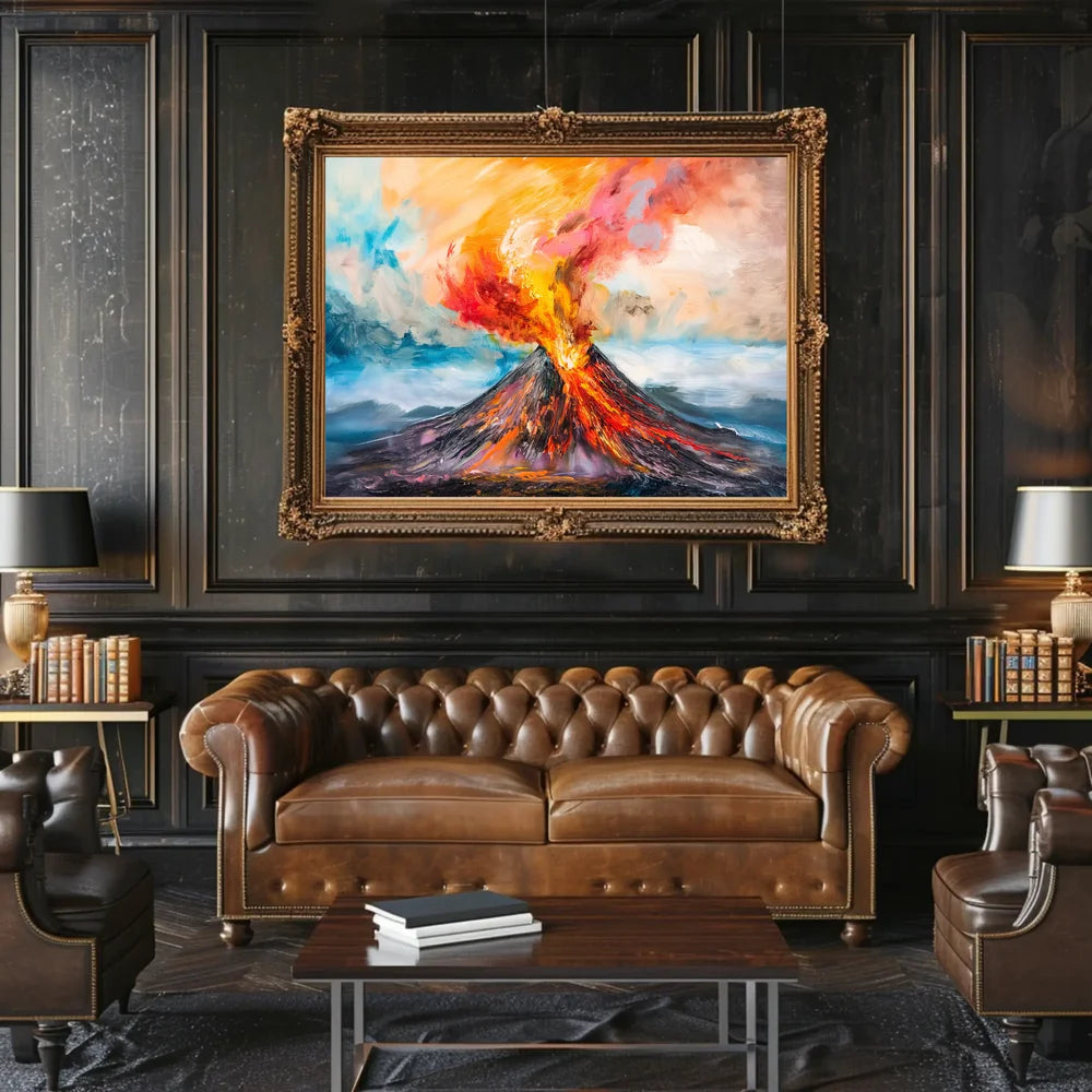 Volcanic Eruption Abstract Art Poster: Nature's Fury