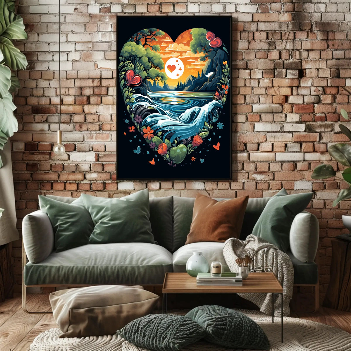 Heart-Shaped Surreal Nature Landscape Poster Art
