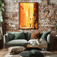 New York City Skyscraper Sunset Poster Modern Wall Art