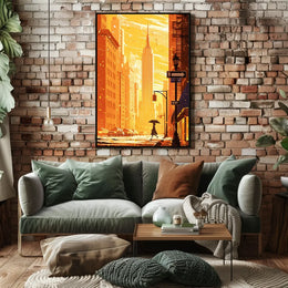 New York City Skyscraper Sunset Poster Modern Wall Art