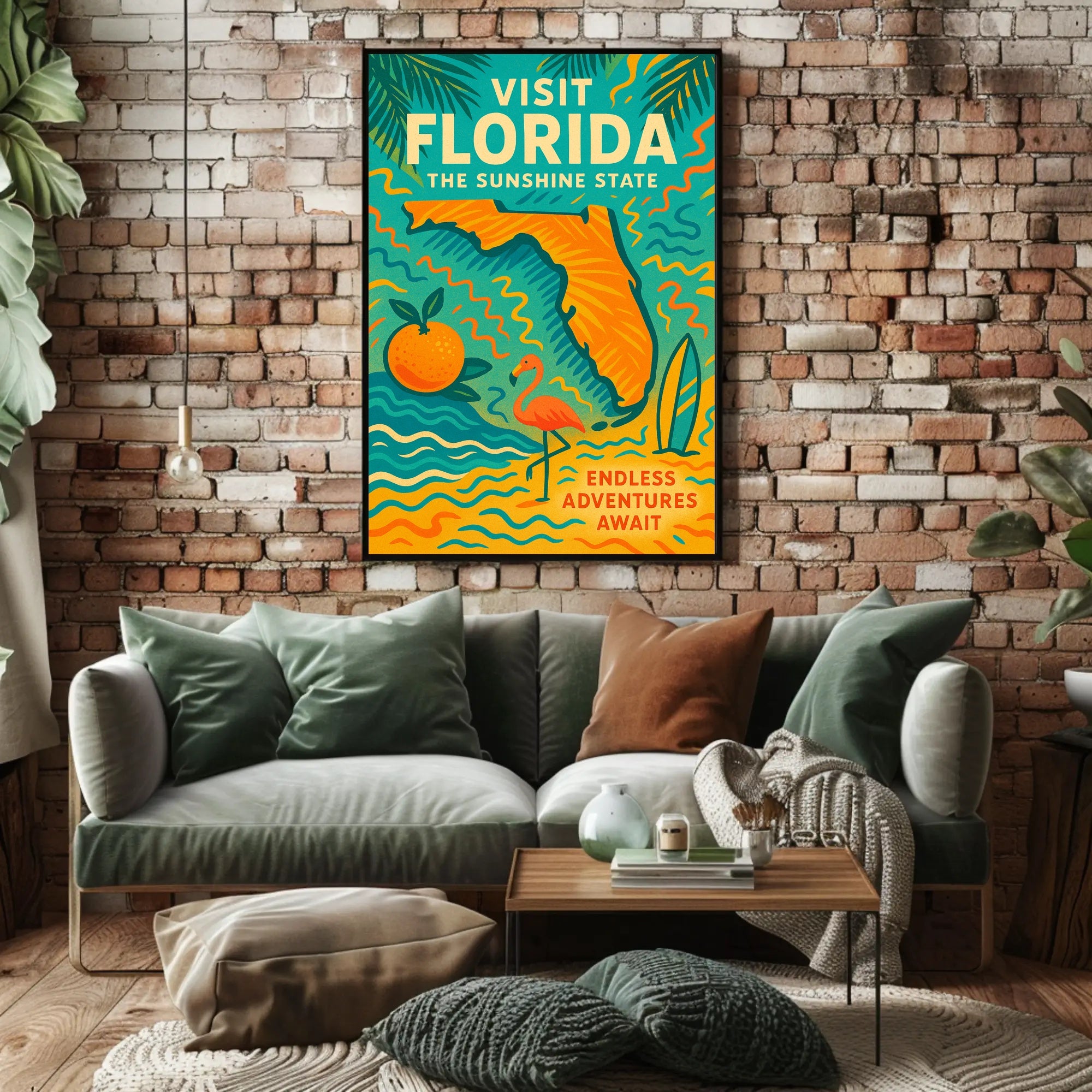 Florida Travel Poster Vintage Sunshine State Print