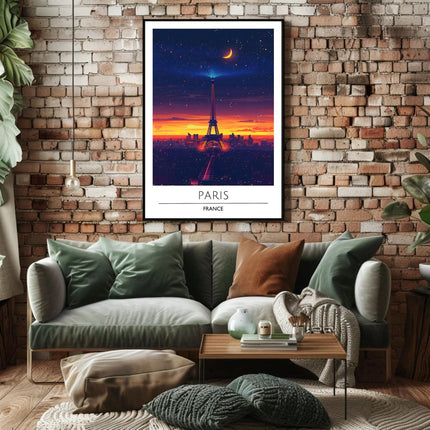 Enchanting Paris Sunset with Eiffel Tower Travel Poster