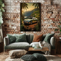 Luxury Car in Tropical Paradise Poster PosterGoat