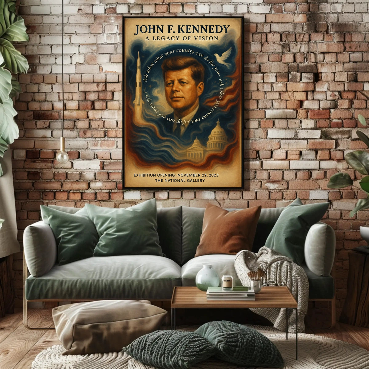 John F. Kennedy Visionary Leadership Vintage Poster