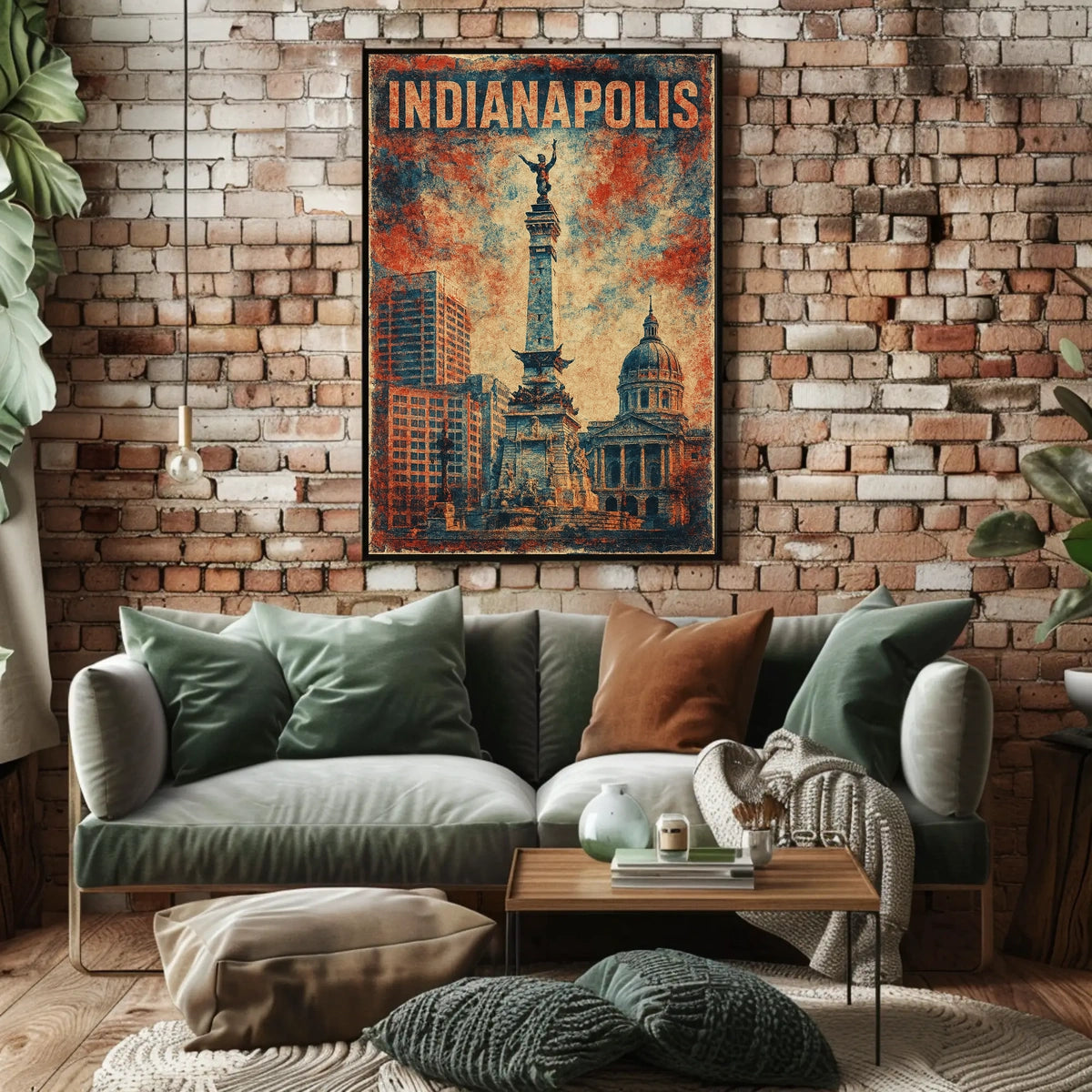 Indianapolis Skyline Art Cityscape Digital Painting Photography Realism Wanderlust Decor Poster