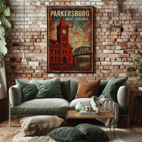 Parkersburg Vintage Architecture Collectors Art Deco Poster