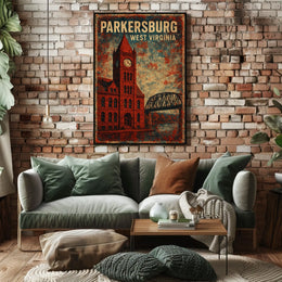 Parkersburg Vintage Architecture Collectors Art Deco Poster