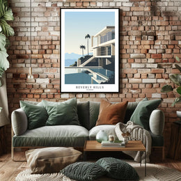 Luxurious Contemporary House Illustration Poster - Urban or Cityscape Poster PosterGoat