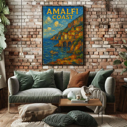 Amalfi Coast Poster Wall Art 18x24 Travel Gift Print