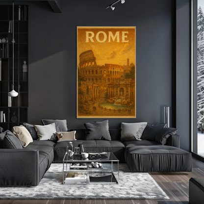 Rome Colosseum Trevi Fountain Travel Poster