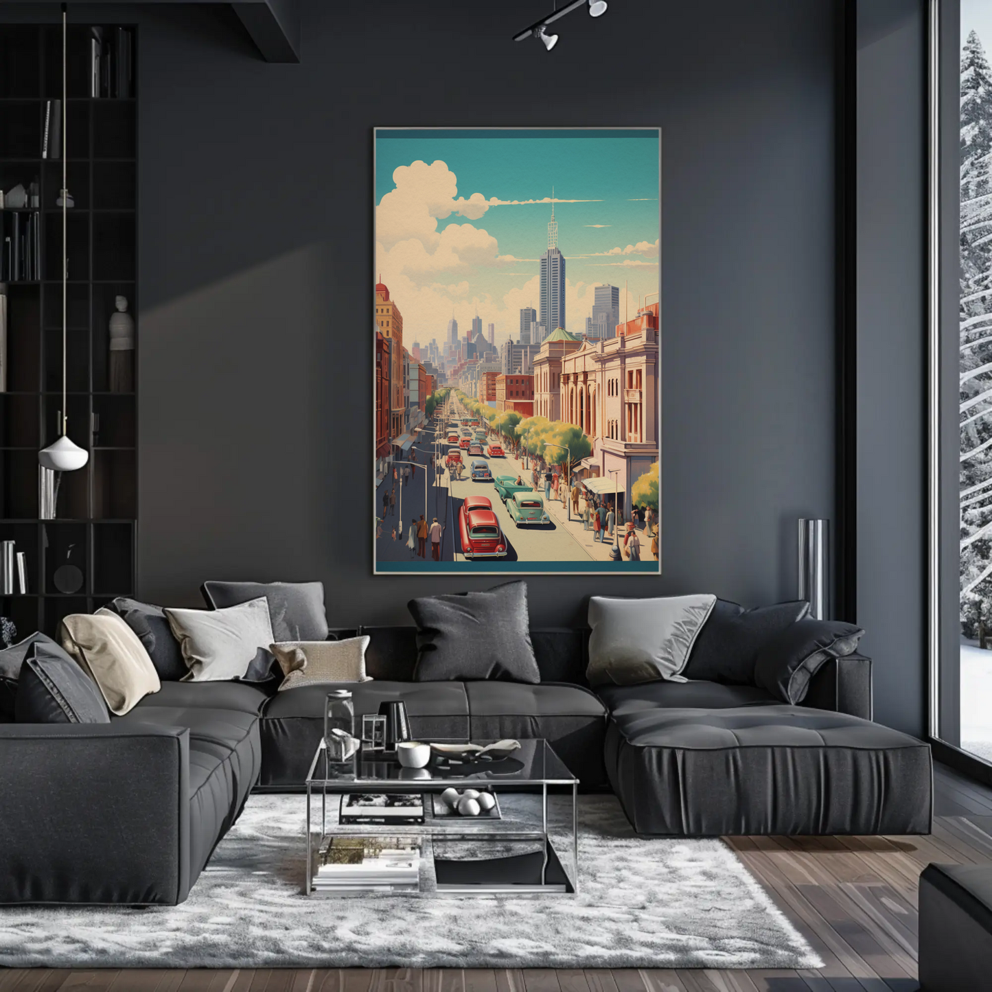 Melbourne Cityscape Vintage Skyline Street Travel Poster