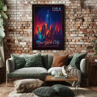 New York City Skyline Retro-Futuristic Poster Art