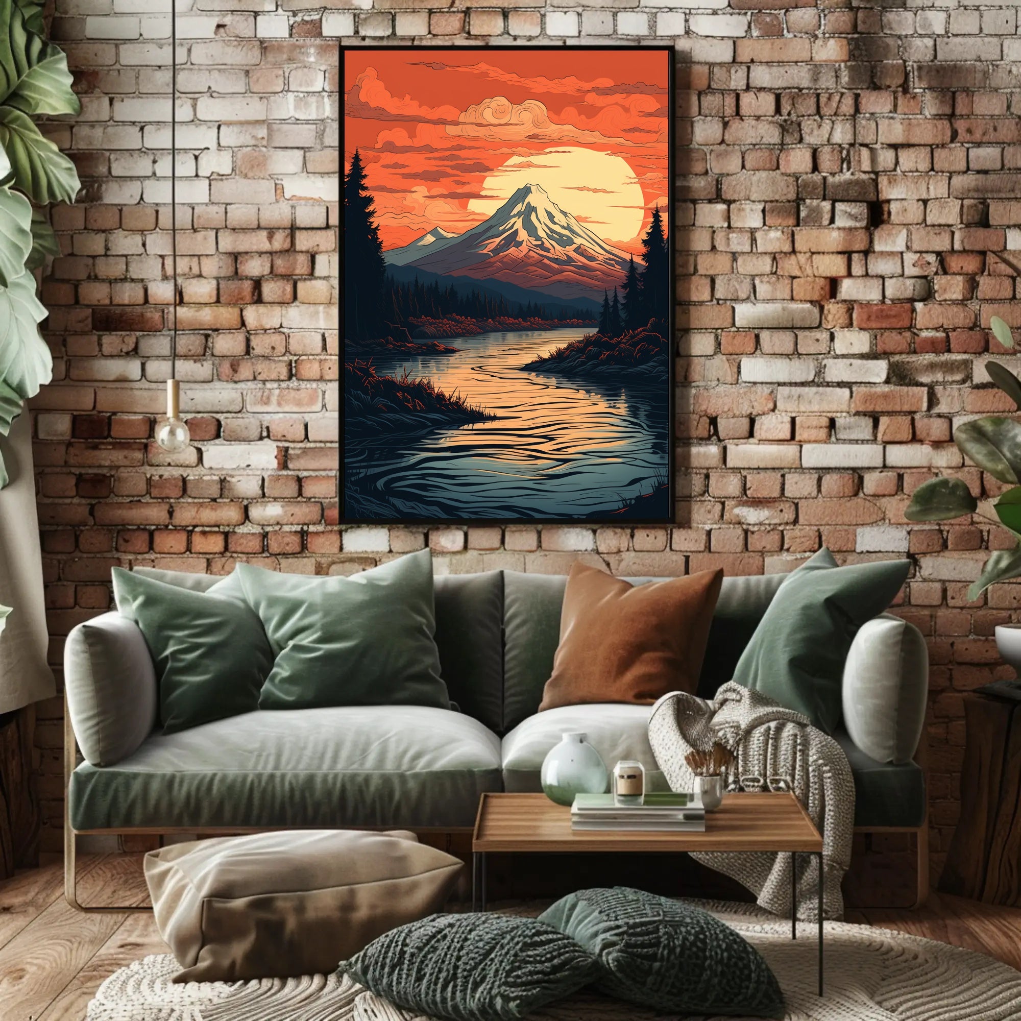 Serene Mountain Sunset Poster PosterGoat