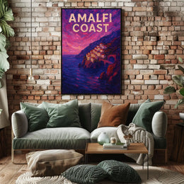 Amalfi Coast Poster for Coastal Home Decor Wall Art