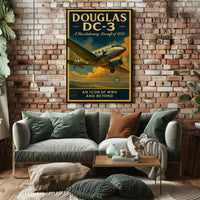 Douglas DC3 Vintage Aviation Poster Print