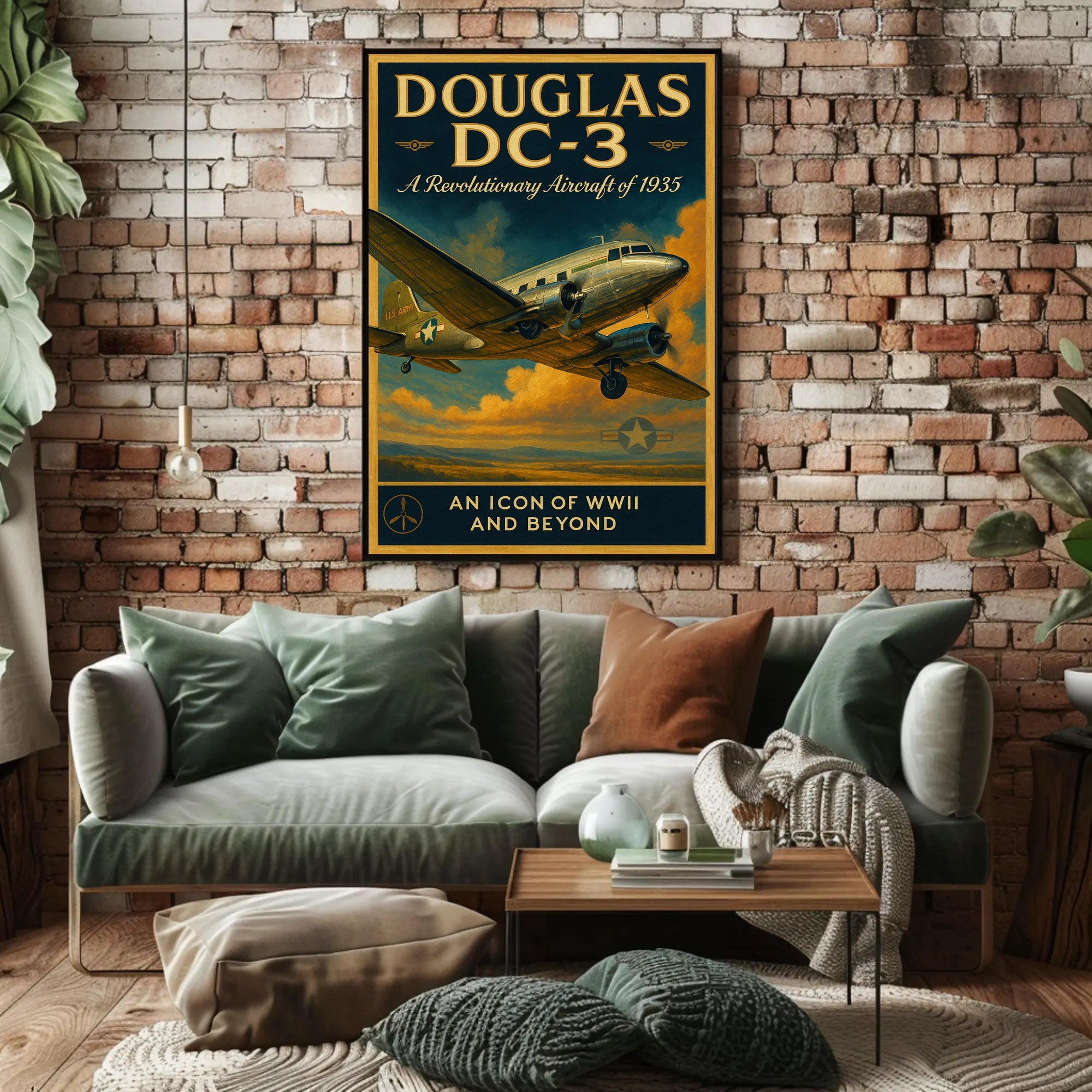 Douglas DC3 Vintage Aviation Poster Print