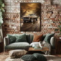 Classic Muscle Car at Sunset Poster PosterGoat