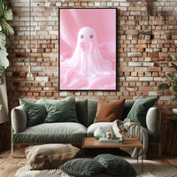 Cute Ghost Pink Bow Minimalist Poster