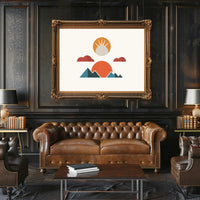 Geometric Landscape Art Poster: Modern Minimalist Design