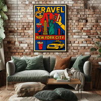 New York City Bold Colorful Skyline Poster Modern Wall Art