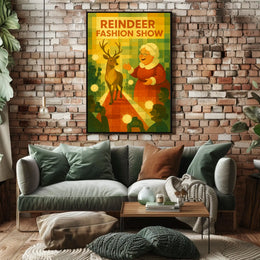 Reindeer Fashion Show Holiday Animal Poster