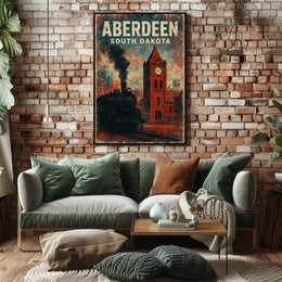 Aberdeen Vintage Travel Retro 80s Wanderlust Poster