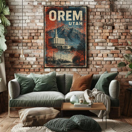 Orem Utah Scenic Vintage Travel Collector Poster