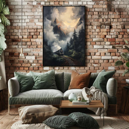 Steam Train Adventure Through Mountains - Travel Poster