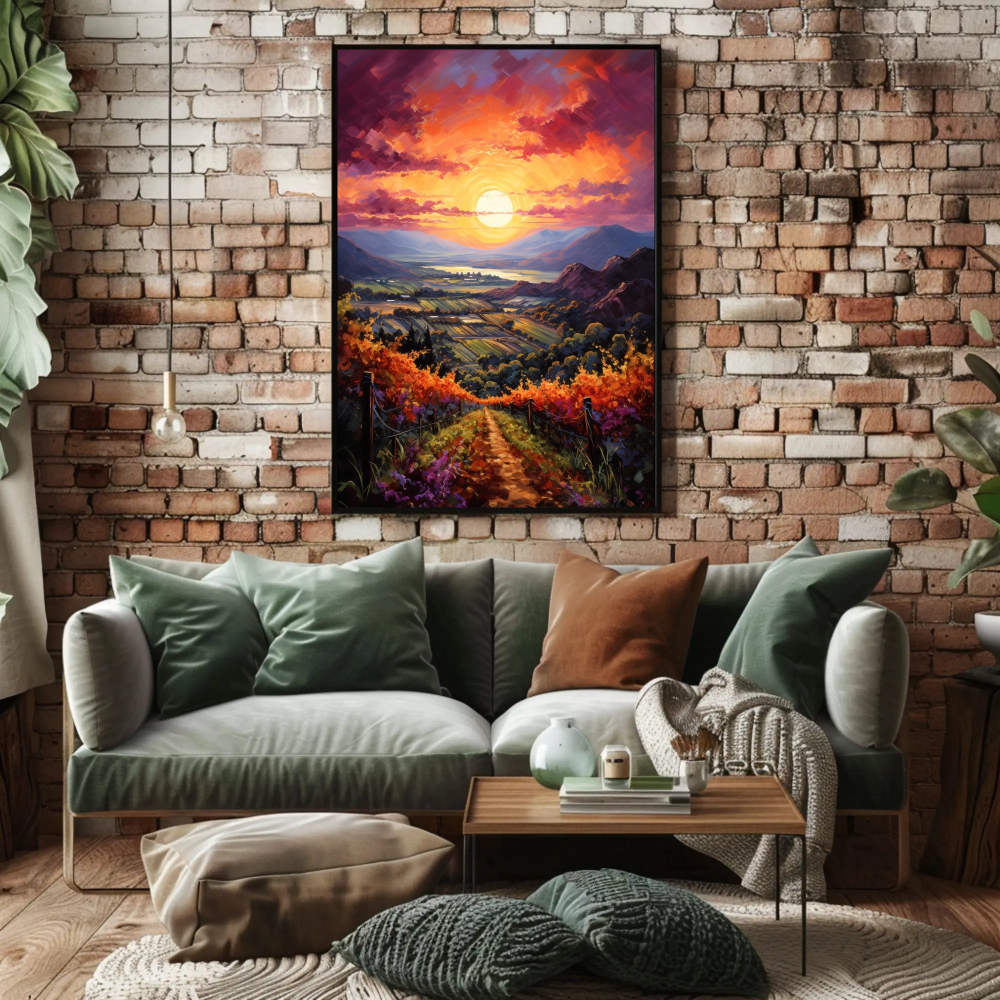 Sunset Over The Vineyard Poster