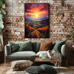Sunset Over The Vineyard Poster