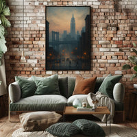 New York City Skyline Poster Abstract Moody Wall Art