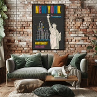 New York Travel Dreams Poster Retro City Skyline Wall Art