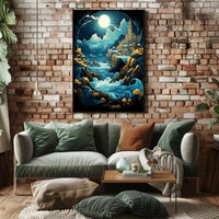 Mystical Moonlit Landscape Fantasy Art Poster
