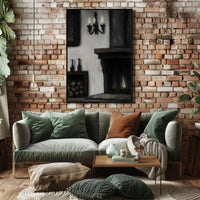 Warm Vintage Fireplace Scene for Cultural or Heritage Poster PosterGoat