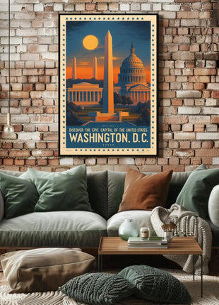 Washington D.C. Landmarks Vintage Travel Poster