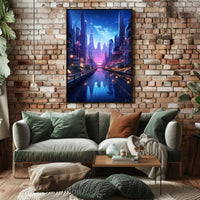 Futuristic Cityscape At Twilight Poster